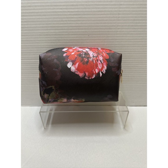 Trina Turk Handbags - TRINA TURK‎ Black W/ Red & Pink Floral Print Travel/ Makeup/ Cosmetics Bag NWOT